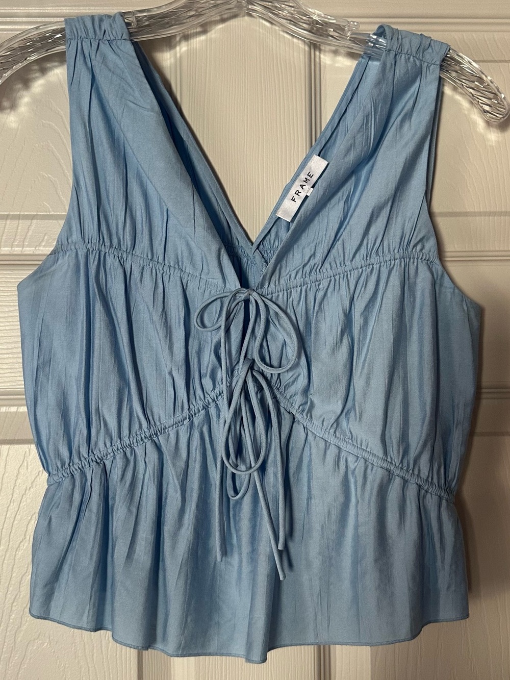 Frame Denim Sky-Blue Tie-Front V-Neck Top